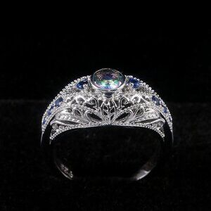 🔥 Colorful Gem Royal Blue Zircon Anillos Vintage Luxury Rings Women, PD1…